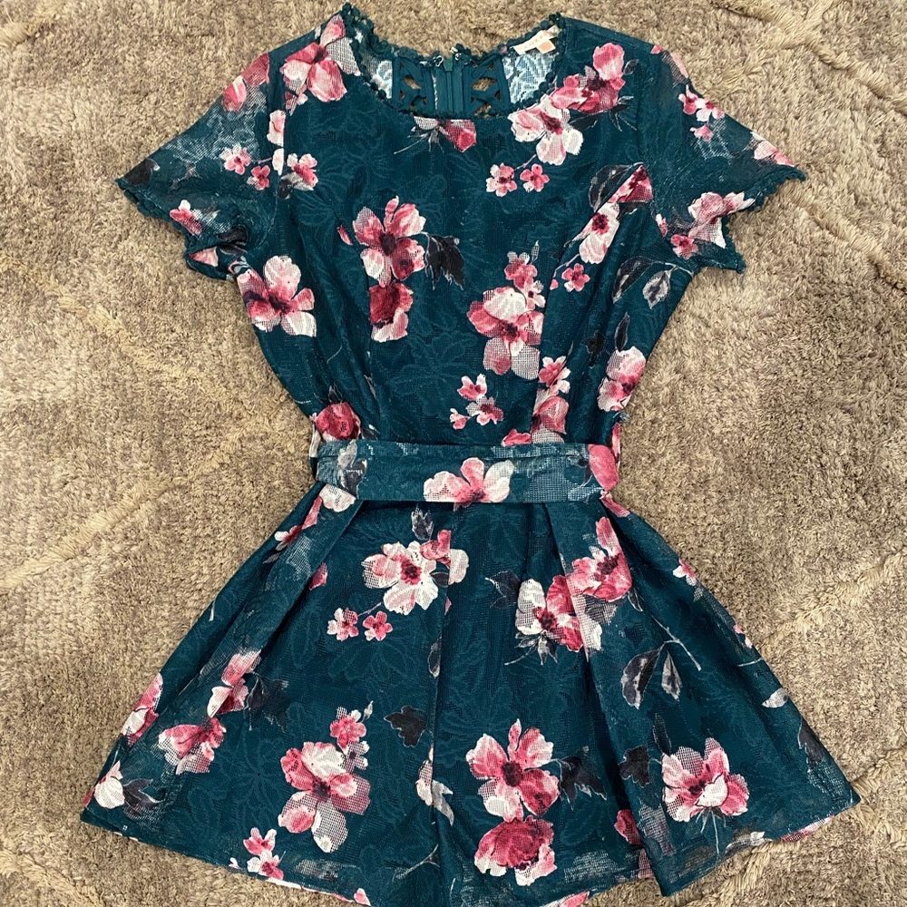Green and floral romper